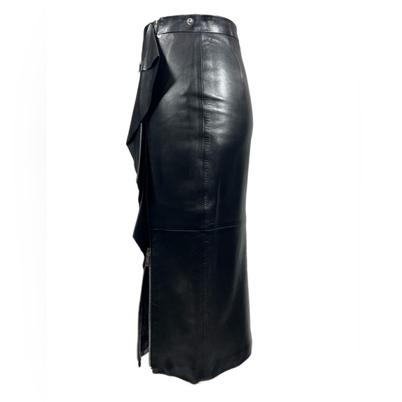 Givenchy Black Leather Midi Skirt - Size 4- Luxury Designer - Picture 5 of 12